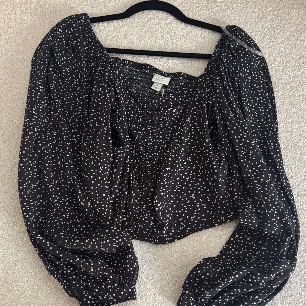 A New Day Black and White Polka Dot Blouse